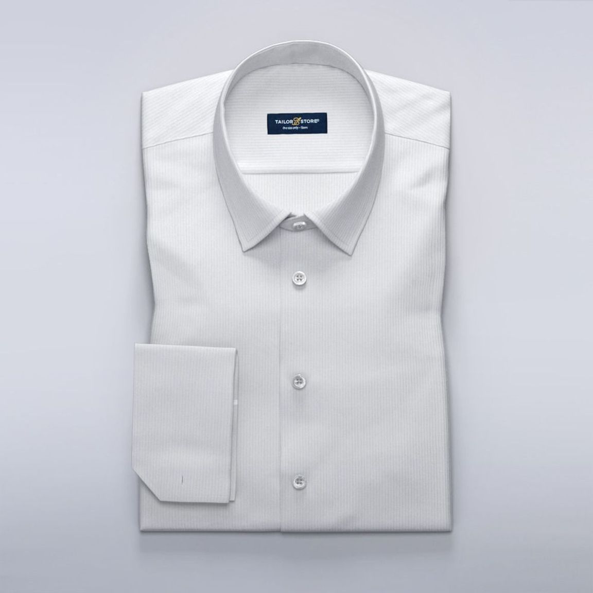 Weißes Business-Luxury-Hemd aus Ratière-Gewebe