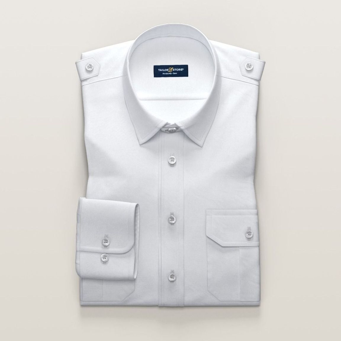 Ladies' pilot shirt with business collar in white satin weave