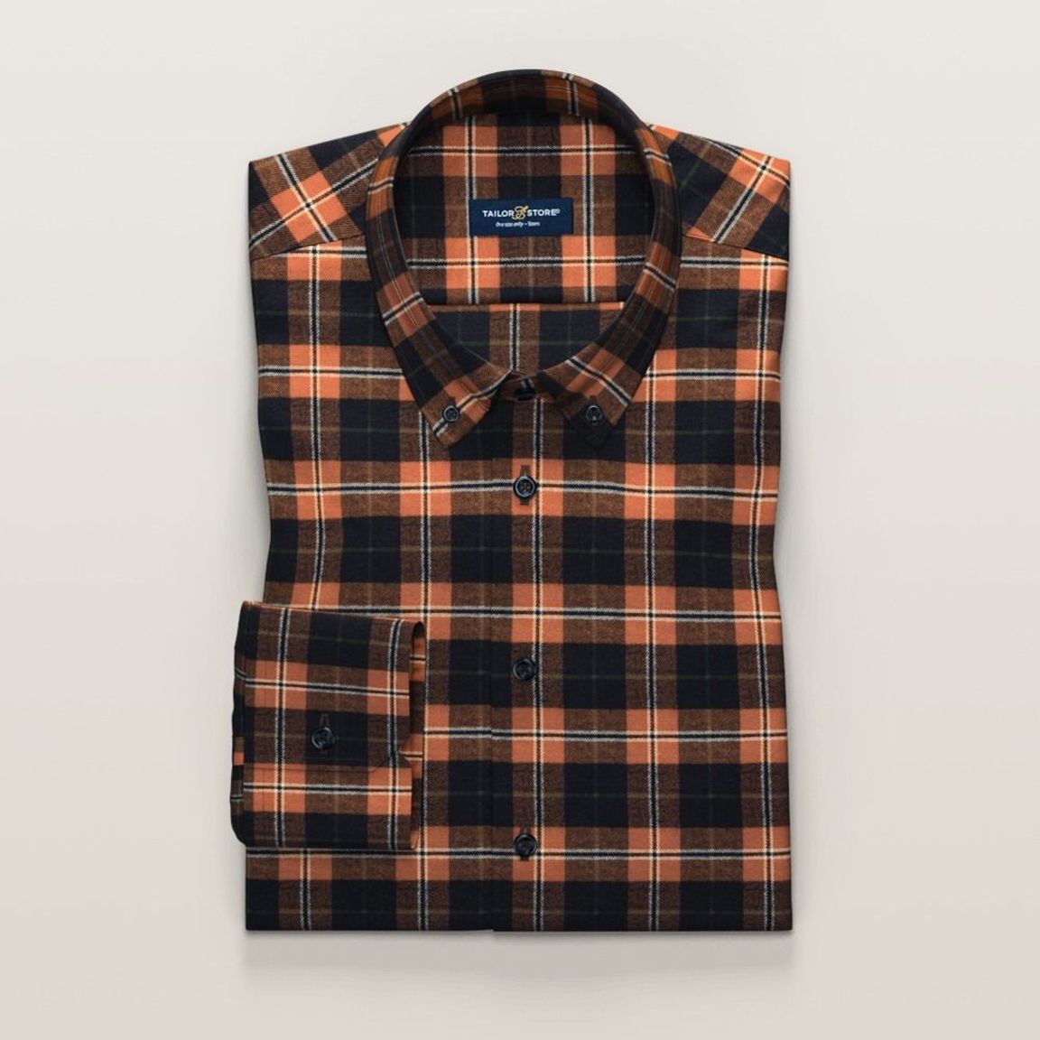 Orange plaid dress shirt Clearance