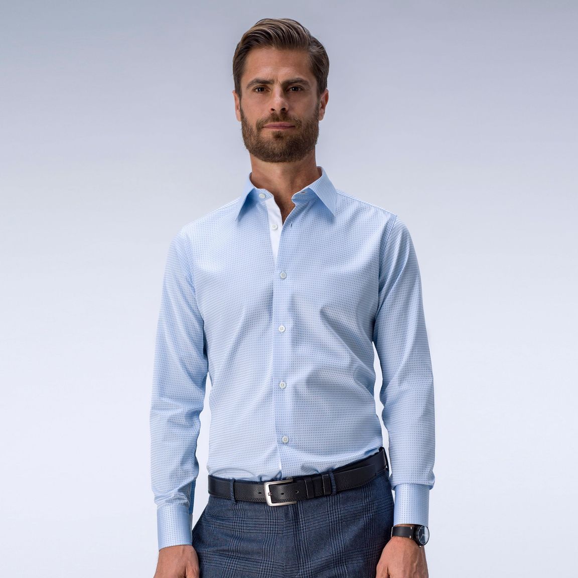 Patterned Light Blue dress Shirt Tailor Store 