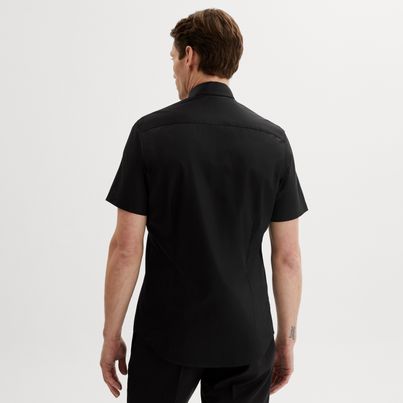 Priest shirt in black satin fabric