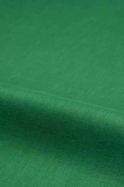 Chemise à manches courtes vert émeraude en lin<br>