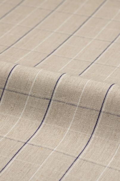 Beige shacket med blå rutigt mönster