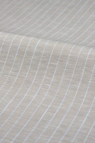 Chemise en lin mélangé à rayures beiges