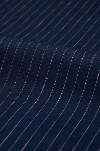 Chemise en lin mélangé bleu marine