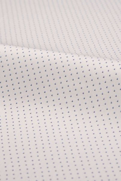 White floral poplin dress shirt with multicolour floral contrast
