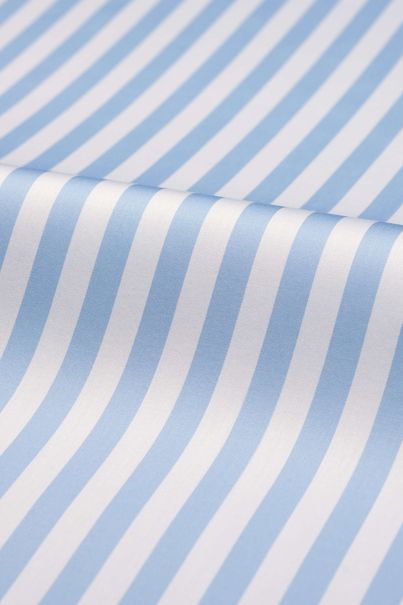 Men’s Custom Light Blue and White Striped Satin Cotton Shirt 