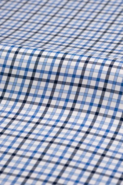 Men’s Custom Blue and Black Checked Cotton Shirt 