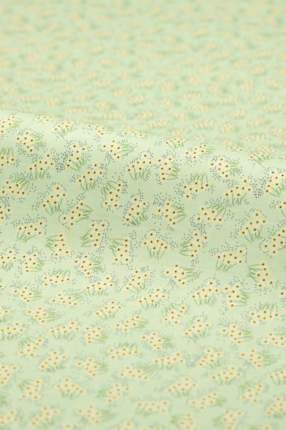 Chemise en popeline de coton verte à fleurs