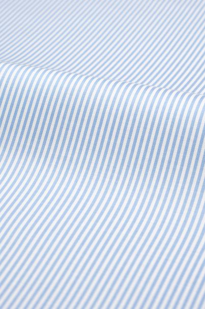 Blue striped non-iron dress shirt