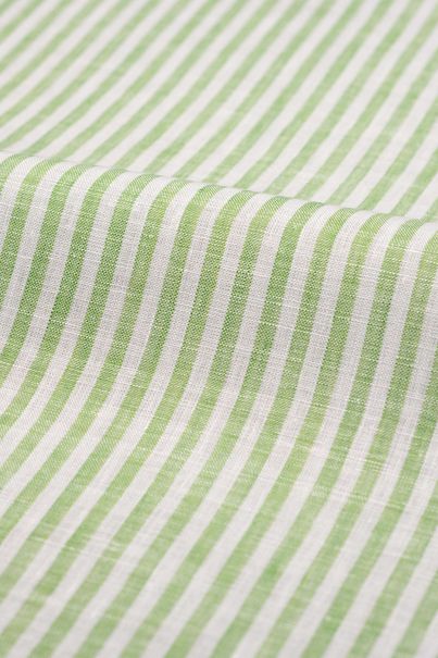 Chemise en lin vert clair à rayures à manches courtes