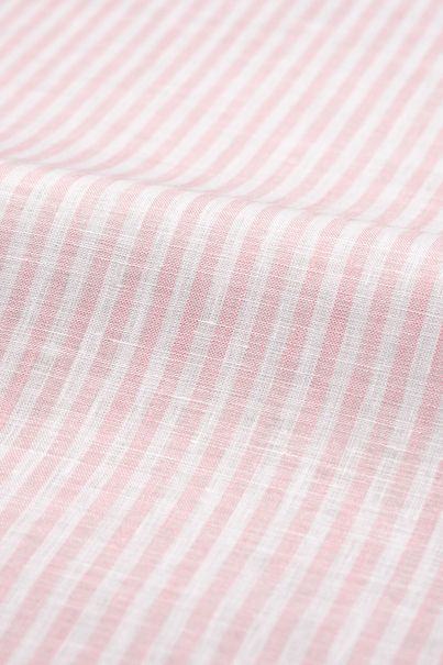 Chemise resort rayée rose clair en lin