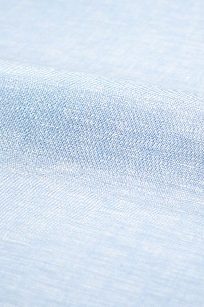 Chemise resort sur mesure en lin mélangé bleu moyen