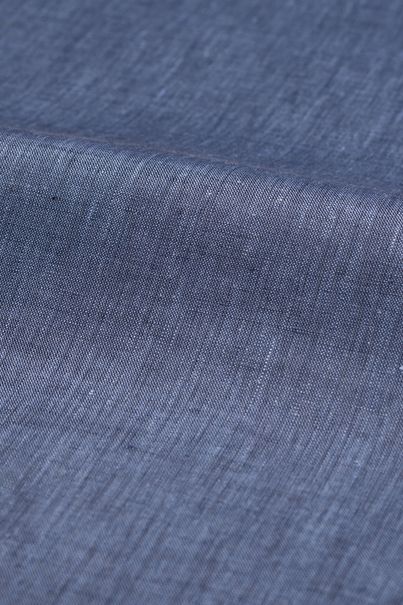 Chemise en lin bleu marine à manches courtes