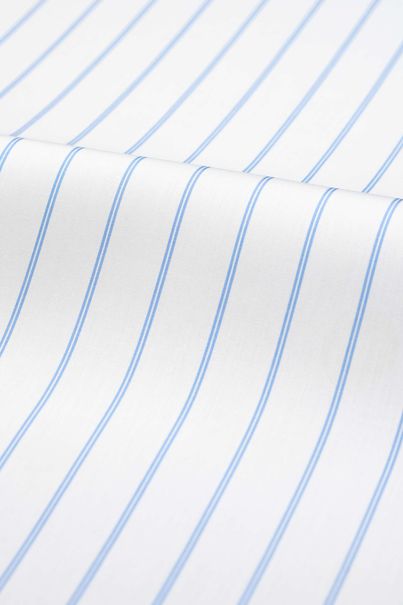 White & light blue Striped Poplin