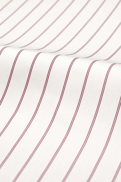 White & Burgundy Striped Poplin Business Shirt