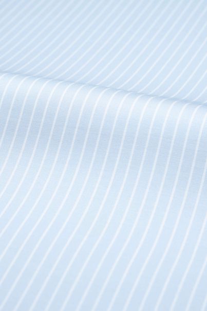 Light Blue & White Striped Twill Business Shirt