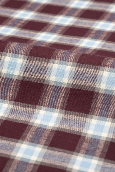 Burgundy Checked Cotton Flannel Shirt