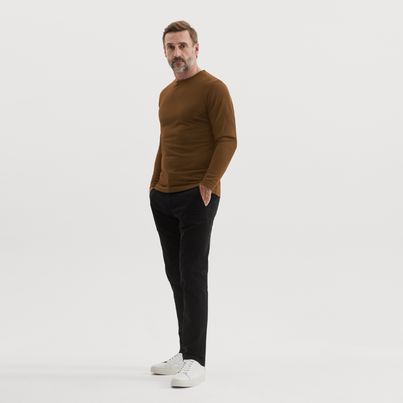 Dark camel long sleeve Merino wool T-shirt