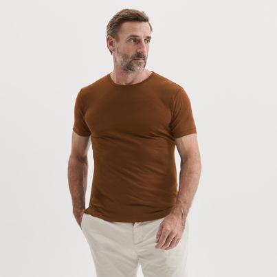 T-shirt en laine mérinos camel