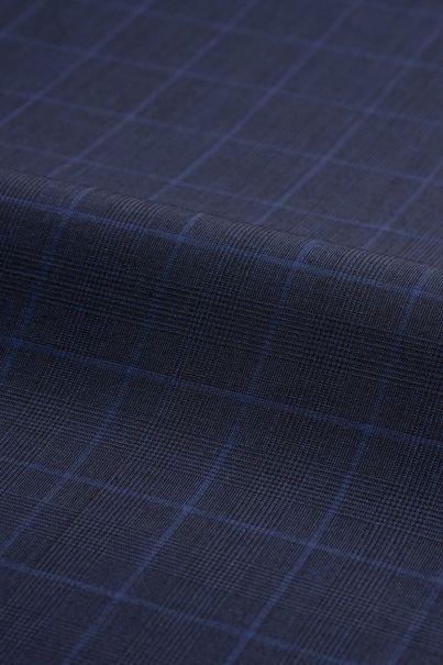 Pantalon de costume bleu marine à carreaux