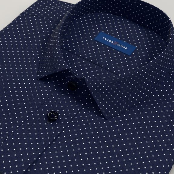 dark blue dress shirt with white dots Navy poplin Boylston