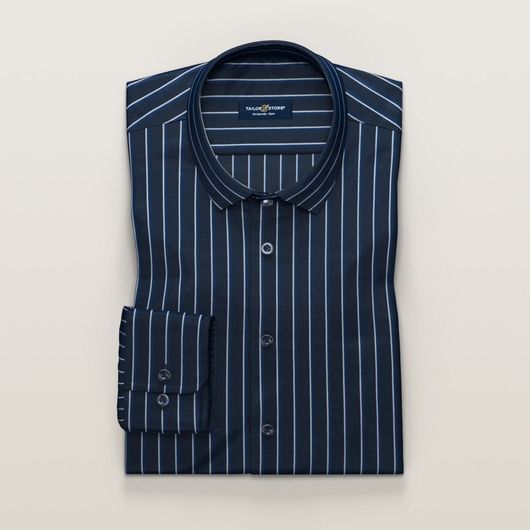 Navy dress shirt with stripes in blue/white | Tailor Store®