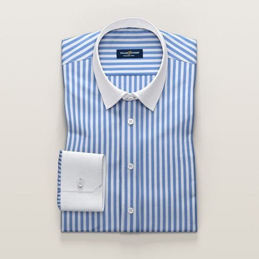 Ladies' business shirt in light blue satin 