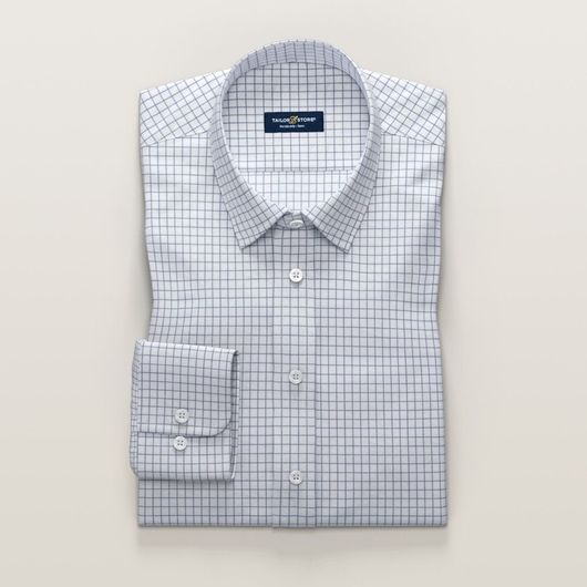 Navy and green checkered business shirt | Tailor Store®