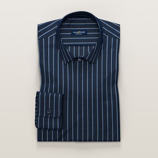 Marineblaues Damenhemd mit weißen und blauen Streifen