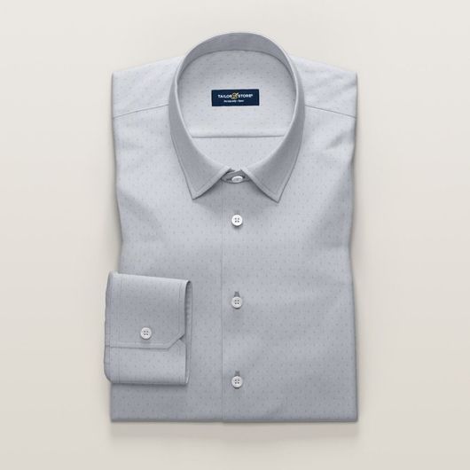 Luksuriøs lysegrå business-skjorte i dobby-vævning