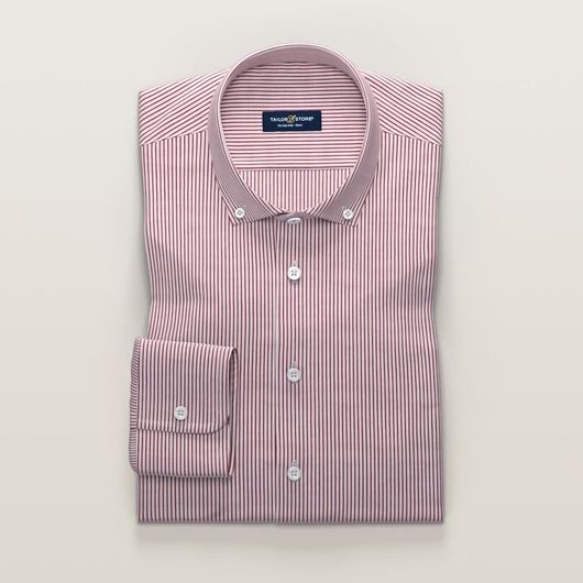 Rødstribet business-skjorte med silkeagtig finish. 