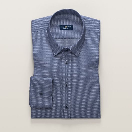 Luksuriøs mørkeblå business-skjorte i dobby-vævning