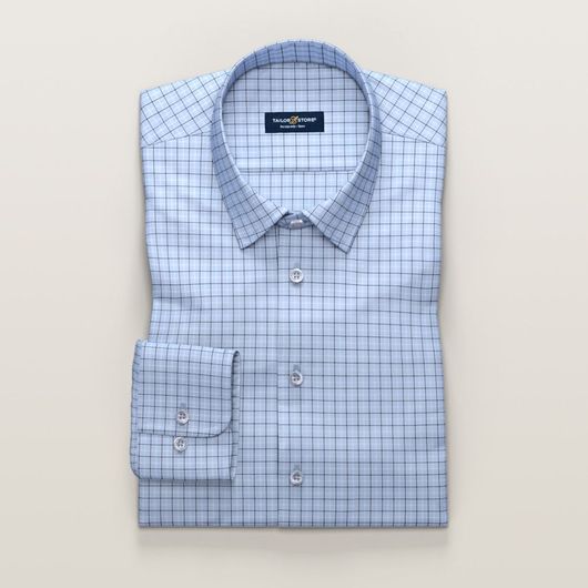 Light blue checkered business shirt 