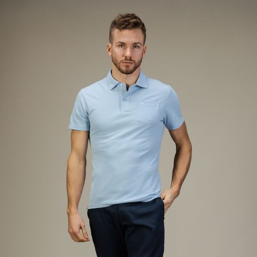 Light blue short sleeve polo shirt