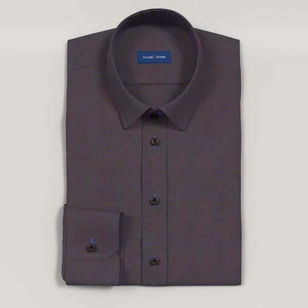 blue and brown dress shirt Blue and Brown Stripe Poplin dress shirt with T&A Collar and Three-Button  Cuffs