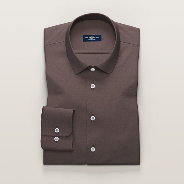 Dark brown button down piqué shirt 