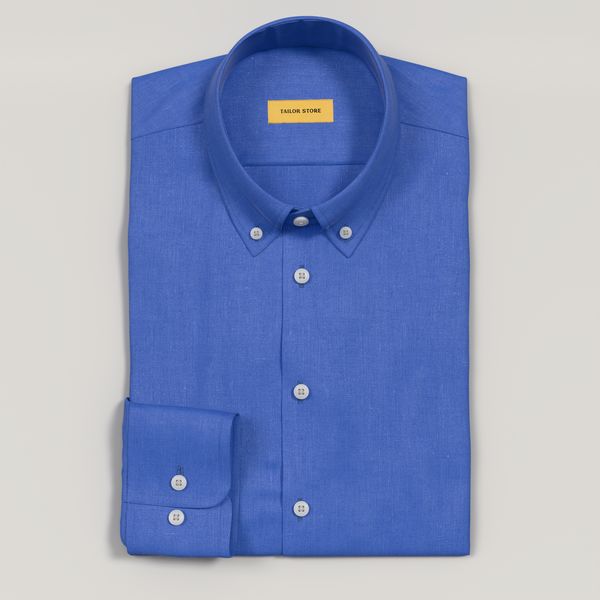 blue dress for baby girl Royal Blue Contrast Collar Slim Fit Dress Shirt main image 1