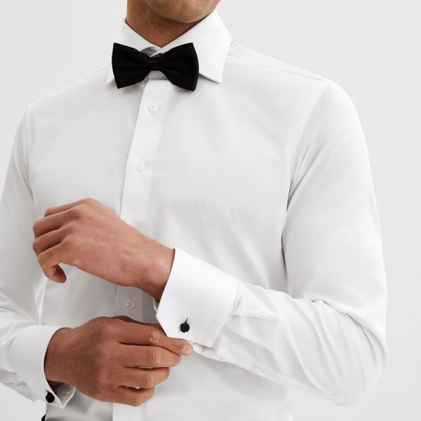 White Formal Shirt With Black Detailing main image 0
