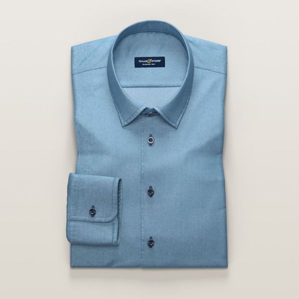 Business Casual Light Blue Denim Shirt Tailor Store