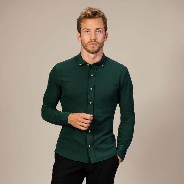 green button through dress