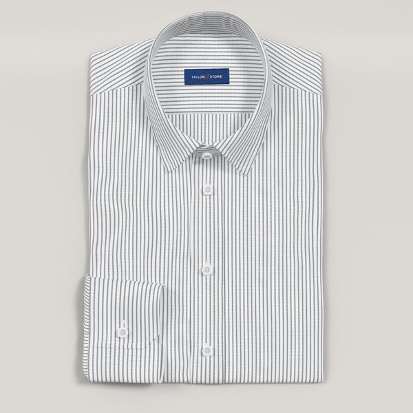 トップス WASH WOOL TAILORED SHIRT Gray and white business shirt | Tailor Store®