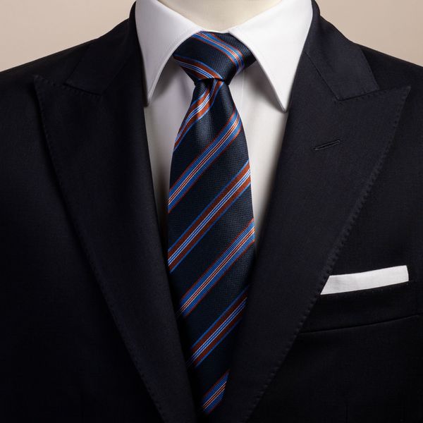 Striped navy silk tie | Tailor Store®