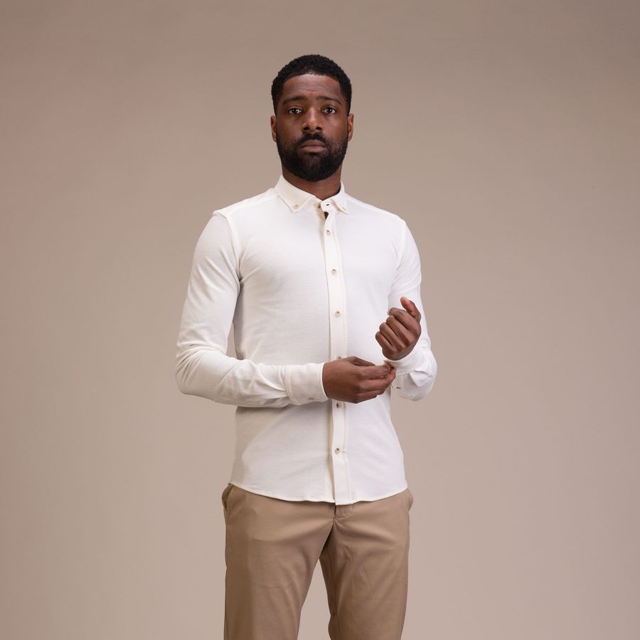 Soft white button down piqué shirt 
