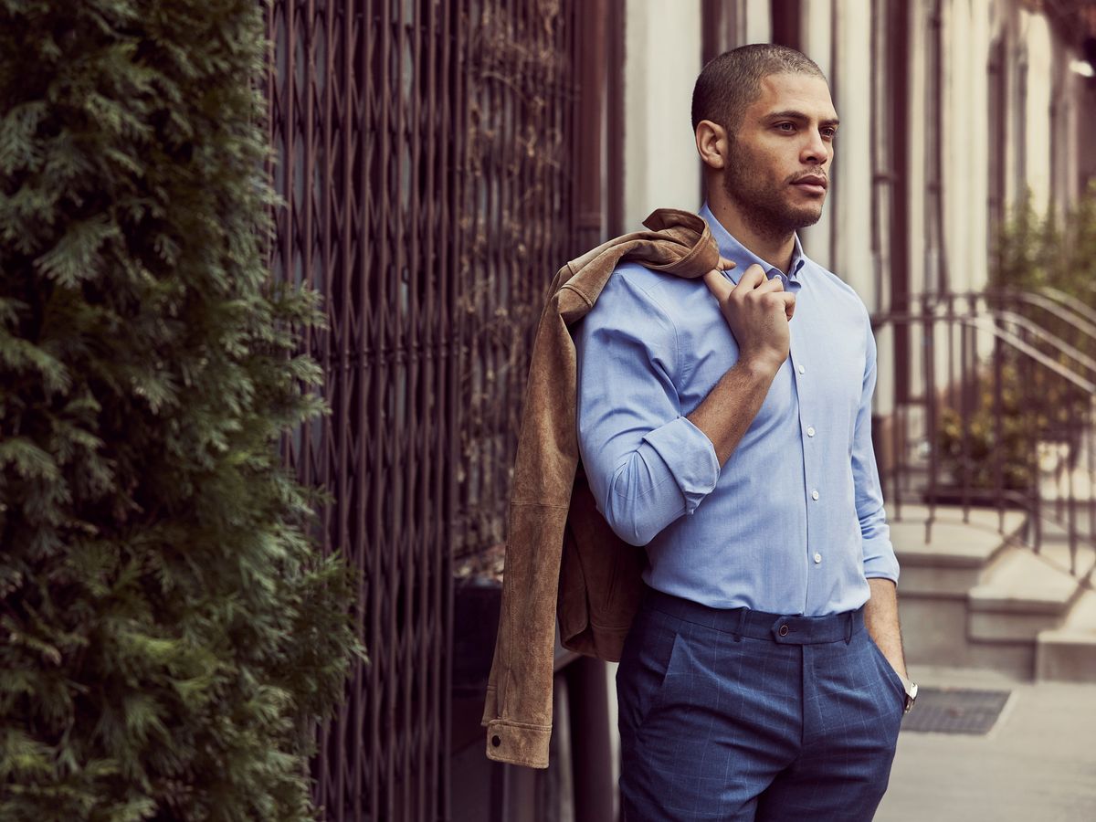 sweater dress shirt rolled up sleeves