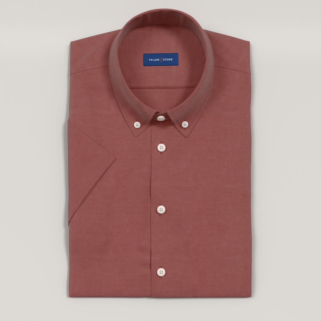 Chemise à manches courtes rouille en lin<br>