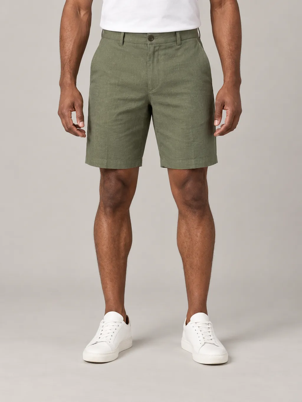 Olive green linen shorts