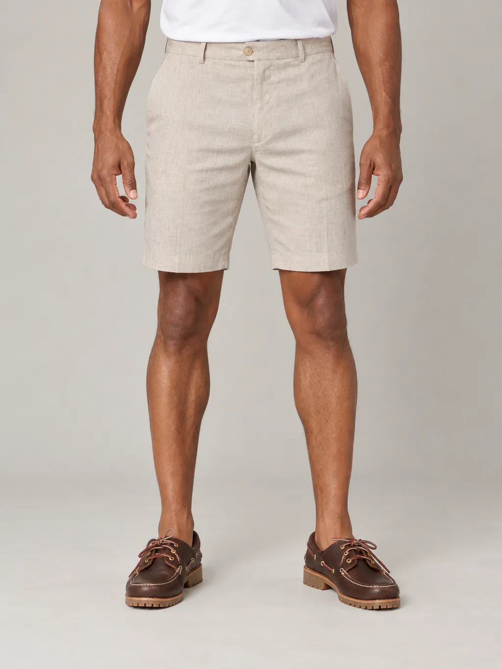 Sand melange linen shorts