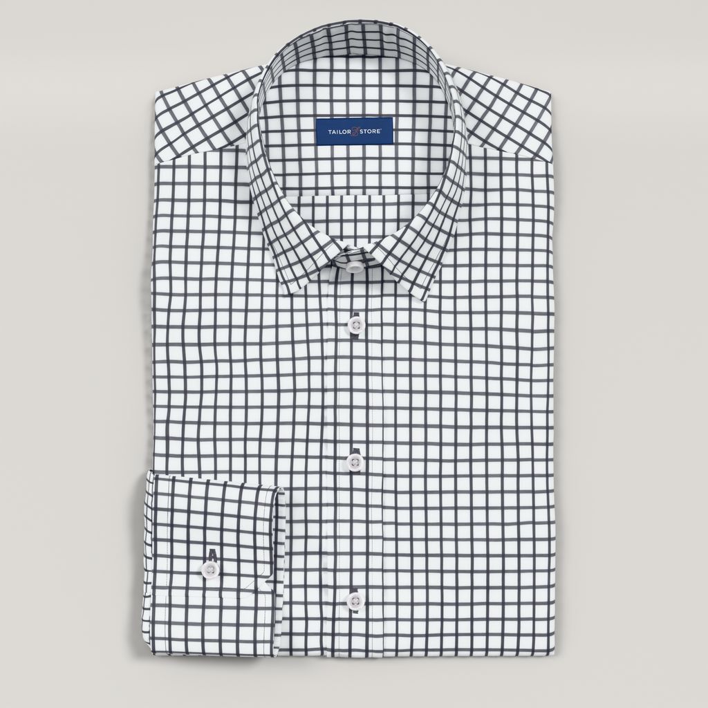 White and navy checkered dress shirt