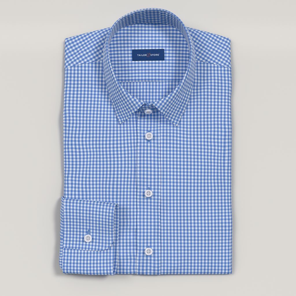 Mid blue checkered business shirt